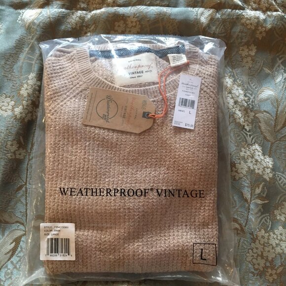 Weatherproof Vintage Waffle Donegal Fawn Sweater Men's Size Large - Picture 5 of 6